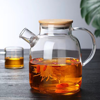 Théière en verre borosilicate soufflé à la main - Bouilloire en verre résistant à la chaleur pour thé en vrac, compatible avec le cuisinière et le micro-ondes