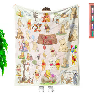 Vente en gros de couvertures douces en flanelle avec impression personnalisée, étiquettes gratuites, motif dessin animé Winnie l'ourson, pour canapé - Product Image 6