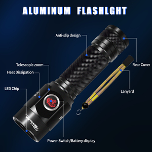 2025 mới siêu sáng 800 lumen Led zoom đèn pin lumen Cao EDC Spotlight nhôm USB sạc IP65 LED Torch ánh sáng - Product Image 2