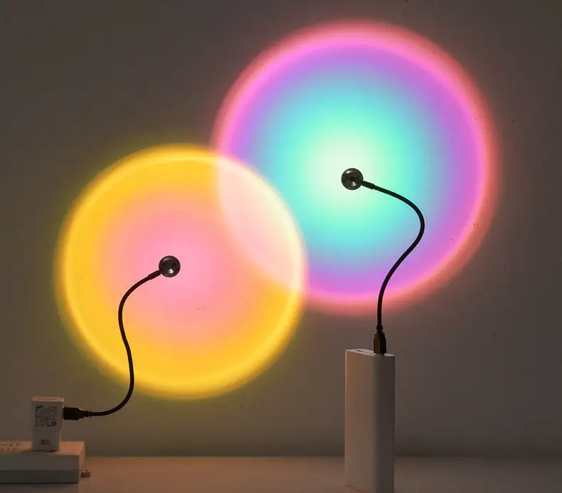 Zonsondergang Lamp Projector Led Projectie Nachtlampje 360 Graden Rotatie Romantisch Regenboog Licht Usb Opladen Voor Fotografie