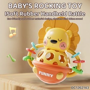 Adorable jouet <span class=keywords><strong>à</strong></span> <span class=keywords><strong>bascule</strong></span> en forme de <span class=keywords><strong>lion</strong></span> de dessin animé, hochet en caoutchouc souple <span class=keywords><strong>à</strong></span> main, boule <span class=keywords><strong>à</strong></span> agiter en plastique pour nouveau-né - Product Image 2
