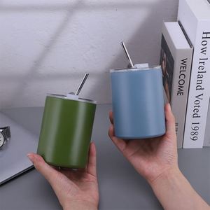 304 Stainless Steel <b>Double</b> <b>Wall</b> Insulated Cup Foreign Trade Cross-border Portable Coffee Cup for Women High Appearance Straw Cup - Product Image 1