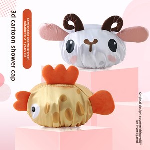 Zenidoo Gorro de Ducha de PVC de Doble Capa, Impermeable y Grueso, con Dibujos Animados para Niños, 14x13x3cm CN HEN - Product Image 4