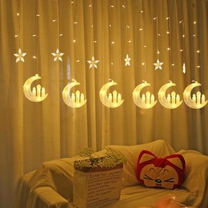 Guirlande lumineuse étoile <span class=keywords><strong>de</strong></span> lune brillante et château <span class=keywords><strong>de</strong></span> conte <span class=keywords><strong>de</strong></span> fées, rideau lumineux musulman, guirlande lumineuse pour la maison, les fêtes, le ramadan, la décoration <span class=keywords><strong>de</strong></span> l'Aïd - Product Image 6