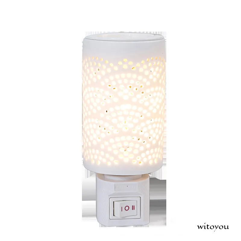 Luxury chromatic home decoration lamp wax oil aroma burner Plug-in ceramic incense burner