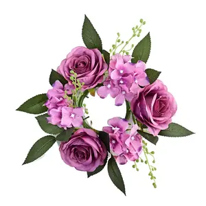 Ghirlanda floreale di seta bianco rosa fiori decorativi ghirlanda e pianta matrimonio tavolo centrotavola fiori rosa corona per portacandele