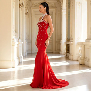 Abito da sera <span class=keywords><strong>elegante</strong></span> e slim fit da donna, nuovo modello 2026, stile europeo-americano, <span class=keywords><strong>con</strong></span> <span class=keywords><strong>scollo</strong></span> <span class=keywords><strong>all</strong></span>'<span class=keywords><strong>americana</strong></span>, design <span class=keywords><strong>con</strong></span> perline e senza spalline - Product Image 4