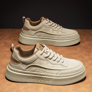 Breathable Perforated Walking Shoes Daily Leisure Shoes White <b>Matte</b> Surface Lace Up Design Transparent Beige Thick Anti Slip - Product Image 4