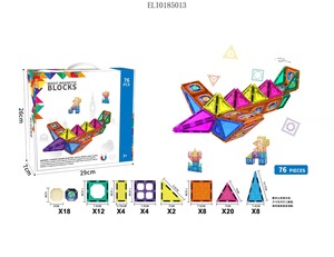 Ensemble de blocs de construction magnétiques multi-styles avec château, char, bateau pirate, jouets éducatifs STEM, pour les enfants de 3 ans et plus, apprentissage préscolaire - Product Image 3