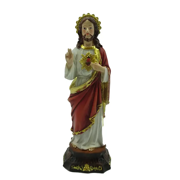 Resina católica religiosa coração de jesus cristo estátua