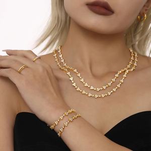 Collar de Tenis de Lujo de Acero Inoxidable con Baño de Oro de 18K, Diseño de Flor con Circonita Cúbica, Joyería de Moda para Mujer - Product Image 3