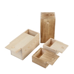 rustic wood crates pine wood box with custom logo wooden box sliding lid craft