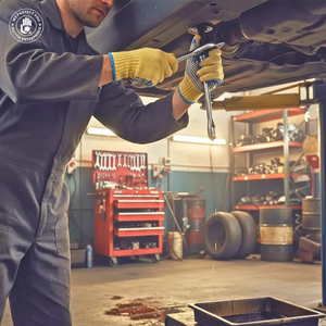 Gants de sécurité en coton avec bouts de doigts texturés bleus, antidérapants, avec poignets en tricot, gants de travail polyvalents - Product Image 2