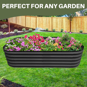 Dropship 11" 4N1 Steel <b>Raised</b> Garden Beds Large Outdoor <b>Planter</b> with Galvanized Finish Modern Minimalist for Home Herbs Gardens - Product Image 3