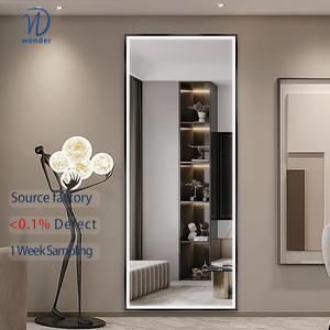 Miroir intelligent à cadre en aluminium - Montage au sol et au mur, miroir de salle de bain avec capteur de mouvement, écran tactile, anti-buée, anti-explosion - Product Image 1