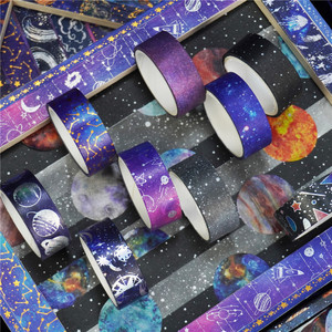 Ruban Washi ciel étoilé 2,5 m, design univers, autocollants décoratifs DIY pour loisirs créatifs et emballage cadeau - Product Image 1