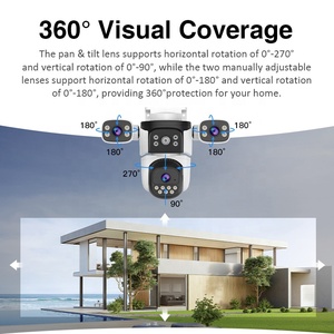 Caméras solaires <span class=keywords><strong>sans</strong></span> <span class=keywords><strong>fil</strong></span> à trois objectifs 9MP 4G avec carte SIM WIFI, <span class=keywords><strong>surveillance</strong></span> CCTV extérieure, caméra <span class=keywords><strong>de</strong></span> sécurité réseau extérieure PTZ - Product Image 3