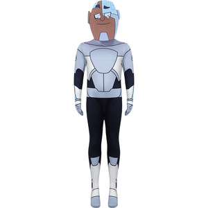 Teen Titans Go! Combinaison Cyborg pour enfants, costume de cosplay d'Halloween, taille 8-13 ans, combinaison à armature en acier - Product Image 1