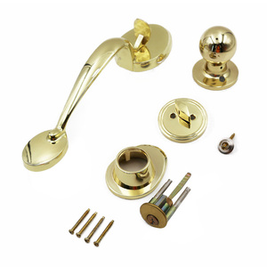 มือจับประตูหน้าบ้านคุณภาพสูงแบบฝังพร้อมชุดล็อคแบบฝัง ทนทาน สีทอง ดีไซน์ทันสมัย พร้อมชุดมือจับประตูแบบฝังและชุดลูกบิดประตู - Product Image 2