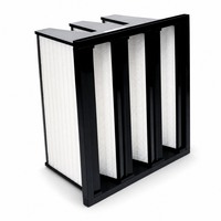 Filtre à air HEPA V-Bank Mini Plissé en fibre de verre avec cadre en plastique ou en métal H10 H13 H14 Taille personnalisée pour système HVAC