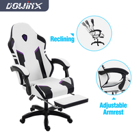 Chaise de bureau ergonomique pivotante pour jeux vidéo avec accoudoirs adaptatifs et repose-pieds