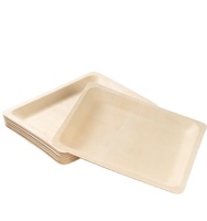 Assiettes carrées en bois jetables biodégradables épaisses de haute qualité en gros, logo personnalisé, taille pour décoration