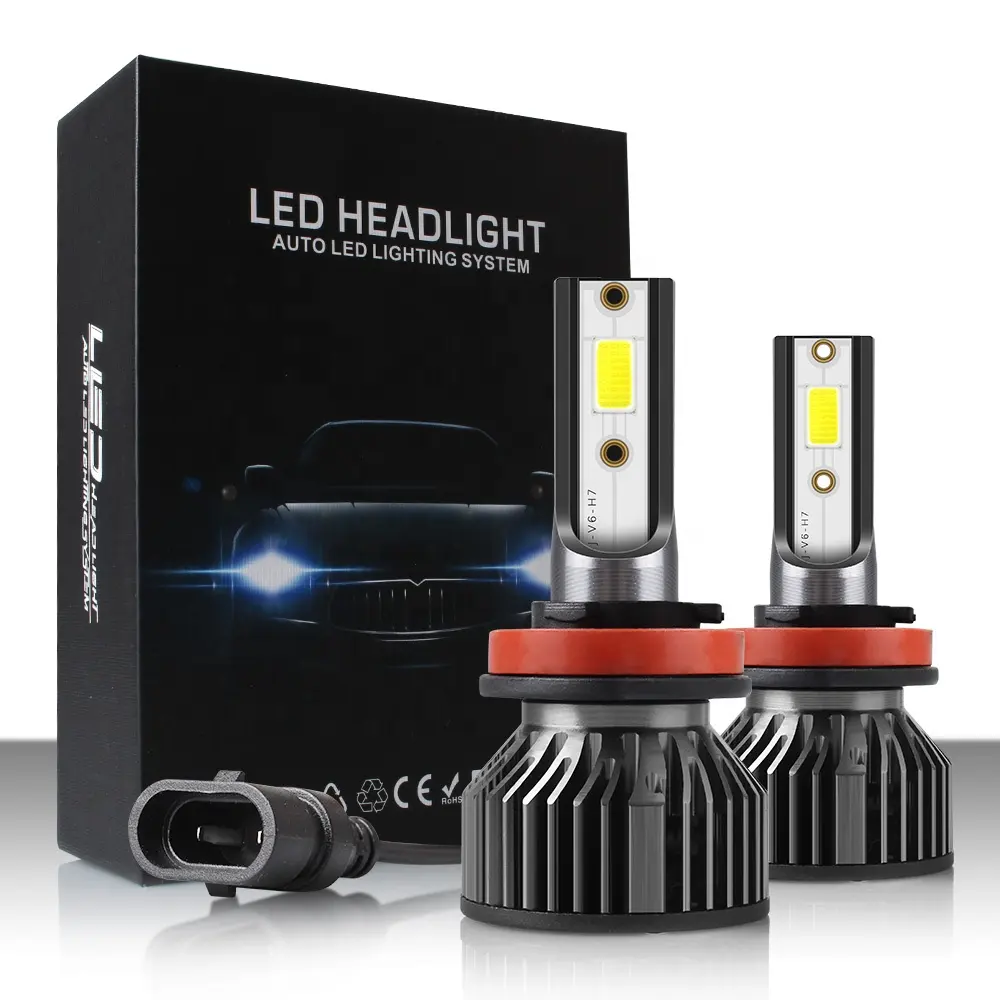 Precio de fábrica V6 48W 16000 Lumen Led Car Lights Strip H1 H4 H7 H11 9005 9004 Auto LED Bombilla de faro para coche
