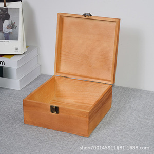 Wooden Jewelry <b>Storage</b> <b>Box</b> Square Flip Top <b>Lockable</b> Gift <b>Box</b> For Wedding Favor General Packaging F 09 - Product Image 4