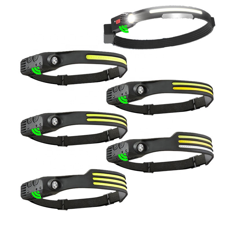 Открытый силиконовый тусклая головная лампа перезаряжаемая Usb Водонепроницаемый 350 люмен Cob 230 градусов светодиодный налобный фонарь с датчиком движения