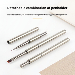 Custom Logo Nail Brush Set Metal Handle with Pen <b>Cap</b> Professional Gel Painting Brushes for Salon - Product Image 2