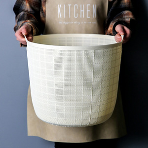 Laundry Hamper <b>Large</b> Round Blue PP Eco-Friendly Storage <b>Basket</b> For Home Bathroom Bedroom Use - Product Image 3