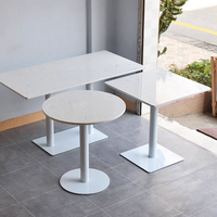 Table de salle à manger carrée en terrazzo - Plateau en pierre artificielle 60x60cm avec base en fonte robuste pour restaurant/café