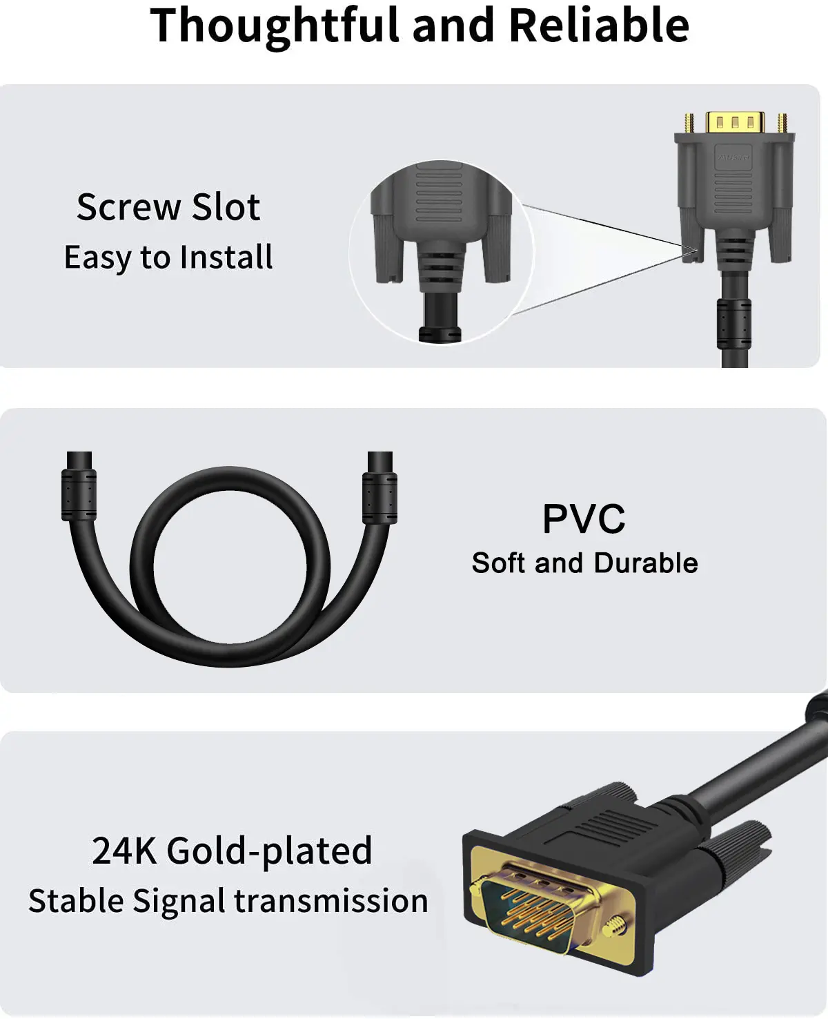 Gold Plated vga to hdmi cable PC Computer Monitor Extension hdmi to vga converter cable hdmi to vga cable