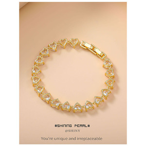 Heart Shape Zircon <b>Bracelet</b> For Women Gold <b>Red</b> Crystal Party Jewelry Fashion Accessory - Product Image 3