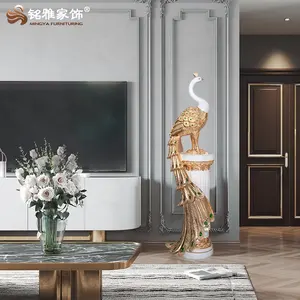 Decorazione per ufficio di fascia alta decorazione per la casa Feng Shui grande fenice statua oro pavone in resina scultura