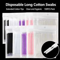 Coton-tiges longs jetables en coton PP côtelé pour extensions de cils et microblading – Outils de beauté en gros