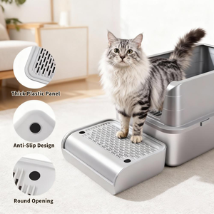 猫砂盆踏板防爆环保方形防漏防沙塑料可拆卸可清洗猫砂盆 - Product Image 3