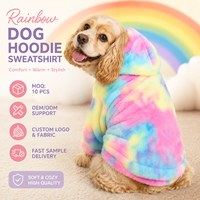 Sweat-shirt décontracté pour chien en fausse fourrure tie-dye arc-en-ciel, chaud, en polyester, vêtements doux pour animaux de compagnie, grands chiens, toutes saisons, lavable en machine