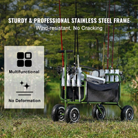 Chariot de pêche Yonk OEM, capacité de charge de 300 lb, pliable, quatre grandes roues de 11 pouces, pneus en caoutchouc, acier robuste, résistant à la rouille