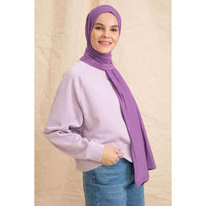 Bufanda de algodón color lavanda para mujer, longitud media, color liso, transpirable, accesorio de moda - Product Image 5