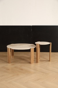 <span class=keywords><strong>Table</strong></span> basse ronde en marbre <span class=keywords><strong>de</strong></span> style moderne du milieu du siècle, design minimaliste, petite <span class=keywords><strong>table</strong></span> <span class=keywords><strong>de</strong></span> salon en <span class=keywords><strong>bois</strong></span> <span class=keywords><strong>massif</strong></span> - Product Image 2