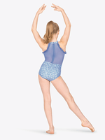 Justaucorps de gymnastique bleu clair pour filles, conception à motifs de cou licou, haute élasticité, respirant, entraînement de danse, vêtements de performance