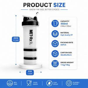 Botella Mezcladora de Proteínas Deportiva Portátil de 3 Capas con Logotipo Personalizado, con Compartimentos de Almacenamiento, Libre de BPA, Vaso Mezclador para Fitness - Product Image 3