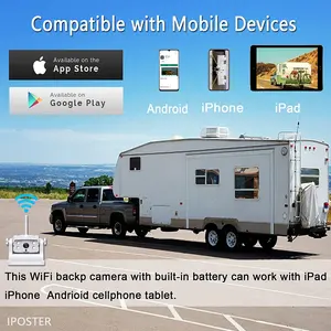 Iposter Voor Busje Truck Voertuig Draadloze Magnetische Backup Camera Hitch Base Oplaadbare Batterij Connect Ios Android Mobiele Camera