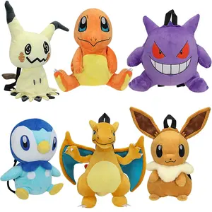 DL1231230 2024 New Snorlax Eevee Plush Knapsack-Puppe Mewtwo Schultertasche Gengar Plush-Rücksack Spielzeug als Geschenk