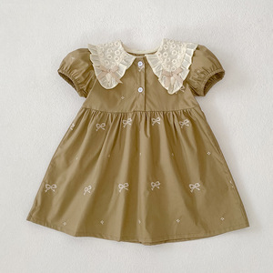 <span class=keywords><strong>Vestito</strong></span> Estivo in Cotone Stile Coreano 2026 <span class=keywords><strong>con</strong></span> Stampa, Maniche Corte, Ricamo e Colletto a Farfalla per Bambine e Sorelline - Product Image 6