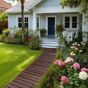 Caminos de Jardín de Madera Rectangulares Antideslizantes con Acabado Natural Resistentes a la Intemperie para Uso en Exteriores, Bodas y Patios Traseros - Product Image 2