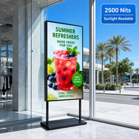 Monitor LCD Alihh 2500nits Kecerahan Tinggi untuk Dalam Ruangan, Layar Digital Android untuk Jendela, Layar Iklan Toko untuk Tampilan Komersial