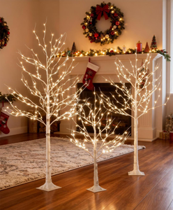 Juego de Árboles de <span class=keywords><strong>Abedul</strong></span> Iluminados de 4 pies, 6 pies y 8 pies con Luces LED Blancas Cálidas de 96/160/256 LED para Decoración Navideña de Exterior, Diseño Realista, Regulable - Product Image 2