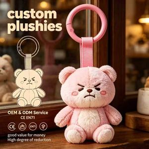 Porte-clés en peluche Ours en colère souple en gros, accessoire de sac personnalisé, fourniture de cadeaux en gros avec certification de sécurité - Product Image 1